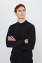 Non-Pilling Anti-Pilling Standard Fit Regular Cut Polo Collar Men's Black Knitwear Sweater - 4