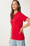 Women's Red Cotton Basic Knitted T-Shirt Ag00001 - 2