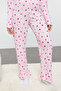 Pink 100% Cotton Floral Openwork/Hole Ribbed Knitted Pajama Set Thmaw25Pt00057 - 4