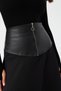 Women's Black Faux Leather Detailed Bell Skirt Mnh500 - 4