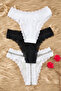 Black-White-Leopard 3-Pack Cotton Lace Thong Knitted Briefs THMSS24KU00003 - 5