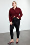 Siyah Yüksek Bel Dar Paça Esnek/Stretch Büyük Beden Skinny Jeans TBBAW23CJ00059