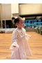 Girl's White Floral Embroidered Flounce Long Sleeve Dress - 5