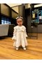 Girl's White Floral Embroidered Flounce Long Sleeve Dress - 4