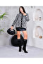 Women's Crew Neck Leopard Print Black and White Cardigan - 3