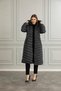 Women's Smoked Long Inflatable Coat with Hooded Fur - 5