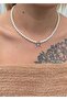 Bowknot Pearl Women's Silver Necklace - 3