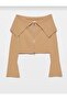60252 Bardot Collar Zippered Knitwear Cardigan-Beige