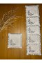 6 Pieces of Gardenye Linen Silver Color Crown Patterned Cocktail Presentation Napkins