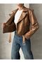 Oversized Belted Leopard Leather Style Jacket - 7