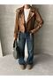 Oversized Belted Leopard Leather Style Jacket - 4