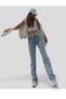 Diyzi 90's Medium Blue Snow Wash Blue Lycra Super Extra High Waist Palazzo Loose Jean Trousers