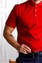 Premium Polo Collar Regular Fit (Classic Fit) Textured 100% Mercerized Cotton Red T-Shirt - 2