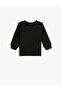 Basic Sweatshirt Textured Crew Neck Cotton - 2