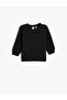 Basic Sweatshirt Textured Crew Neck Cotton