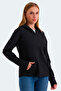 Vasco Women's Zippered Hooded Black Sweatshirt with Pockets - 4