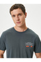 Crew Neck Slogan Slim Fit Cotton T-Shirt