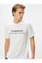 Slogan Printed T-Shirt Crew Neck Slim Fit Short Sleeve - 2