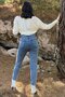 Vit Light Blue Mom Jeans Lycra High Waist Blue Snow Washed Mom Jeans 2024 - 4