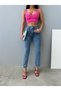 Leo 90's Dora Women's High Waist Snow Wash Lycra Mom Jean Pants
