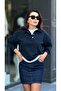 Navy Blue Denim Mini Skirt - 3
