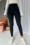 Steel Knitted Women's Recovery Leggings with Thick Belt - Black