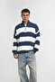 Men's Knitwear White Knitted Indigo Oversize Knitwear Fabric - 2