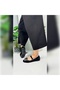 Daily Women's Black Velvet Stone Ballerina Ballet Flats with Single Strap Buckle Oval Toe Serrated Sole Shoes 285 - 6