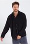 Men's Baby Blue Ribbed Thick Oversize Boyfriend Regular Fit Buttoned Velvet Shirt - 2