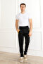 Unisex Scuba Fabric Tight Leg Elastic Stretchy Line Detailed Sweatpants Bottom