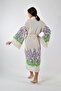 Kimono Kaftan Cotton Printed Belted 1 Piece Unisex Muslin Fabric Peshtemal Bathrobe - 2