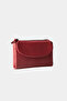 2813 Genuine Leather Medium Size Women's Wallet Flother Claret Red - 3