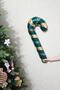 Green Gold Cane Candy Foil Balloon Gold Detailed Cane Candy Christmas Balloon 73X36Cm