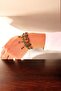 Metal Dangle Beaded Wood and Metal Combination Bracelet, Adjustable Clip Closure - 3