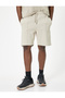 Bermuda Shorts with Lace-Up Waist Ribbed Pockets - 3