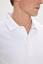Men's White 100% Cotton Slim Fit Slim Fit Polo Neck T-Shirt - 4