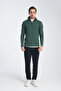 Unisex Regular Fit Cotton Honeycomb Braided Half Zipper Stand Collar Sweatshirt - 2