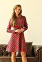 Red Plaid Flared Dress Mother Daughter Combination (Single for Sale) - 2