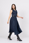 Women's Winter Laci Trend Suit Jacket Collar Lined Vest and Belted Midi Skirt Stylish Daily Casual Two-Piece 1156 - 2