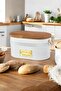 Lace oval natural bamboo bread box with lid - with cutting board, stylish and practical design, 33x19x16cm