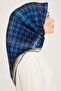 Nostalgia Series Silk Twill Scarf 9000D-54 Geometric Pattern Cobalt Blue - 2