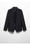 Satin Collar Wool Blazer Jacket - 3