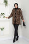 Women's Leopard Patterned Knitwear Cardigan - 5