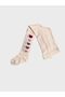 Girl's Cotton Washed Perfumed Furry Heart Patterned Pink Pantyhose