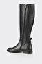 Genuine Leather Buckle Below the Knee Black Sine Boots - 4