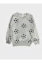 Boys' Cotton Brushed Inside Gray Black White Soccer Ball Patterned Long Sleeve Winter Pajama Set - 6