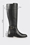 Genuine Leather Buckle Below the Knee Black Sine Boots - 2