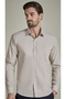 Men's Slim Fit Long Sleeve Beige Shirt
