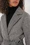 9118 Double Breasted Collar Fish Back Cashew Coat - D. Black - 4
