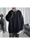 Oversize Plain Black Medium Thick Fabric Unisex Long Sleeve - 4